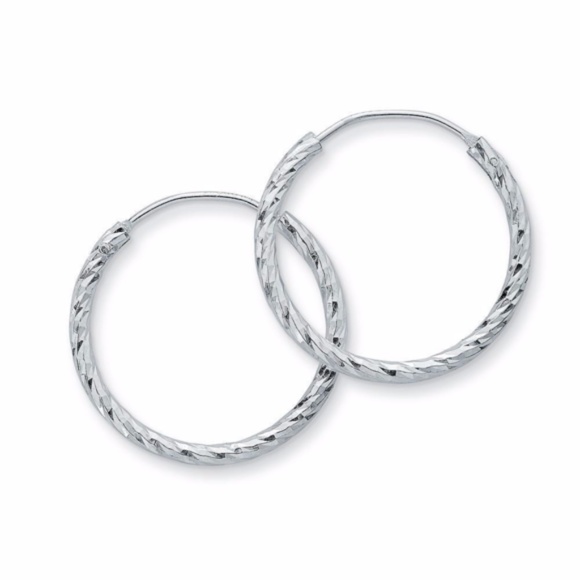 Sterling Silver Jewelry - Sterling Silver 925 Diamond Cut Loop Hoop Earrings